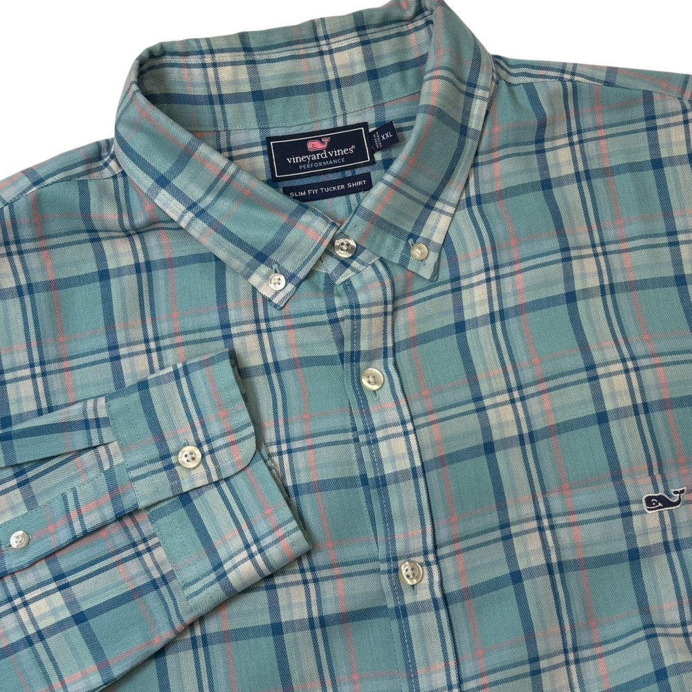 Vineyard Vines Performance Slim Fit Tucker Shirt Men's XXL Plaid Button Down
